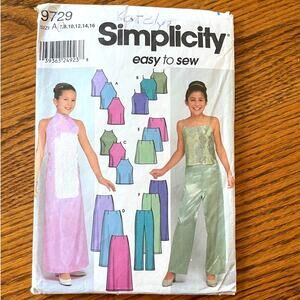 Vintage Y2K 2001 Simplicity 9729 Sewing Pattern Girls Sz 7, S Formalwear 2 Piece